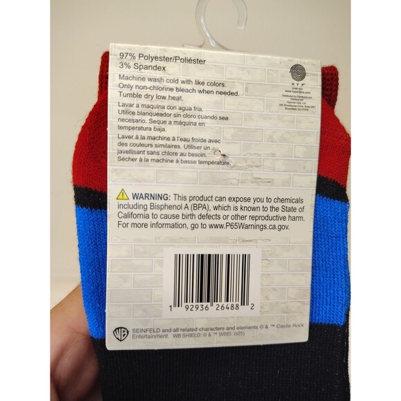 Seinfeld 90's TV Show Men's Novelty Blue Crew Socks 2 Pair Size 6-12 - NWT - Picture 3 of 5